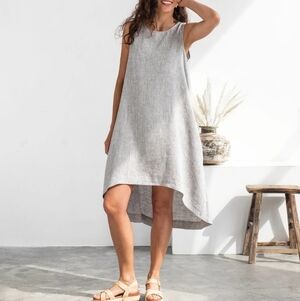 MagicLinen Royal Toscana Linen Dress in Gray, Size X Large